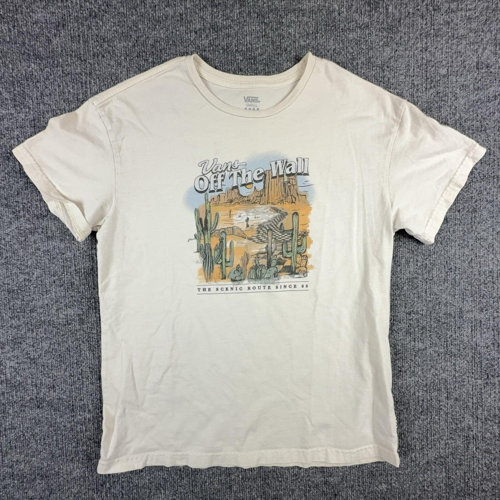 Vans Shirt Mens Small White Off The Wall Route 66 Graphic Tee Skateboarding